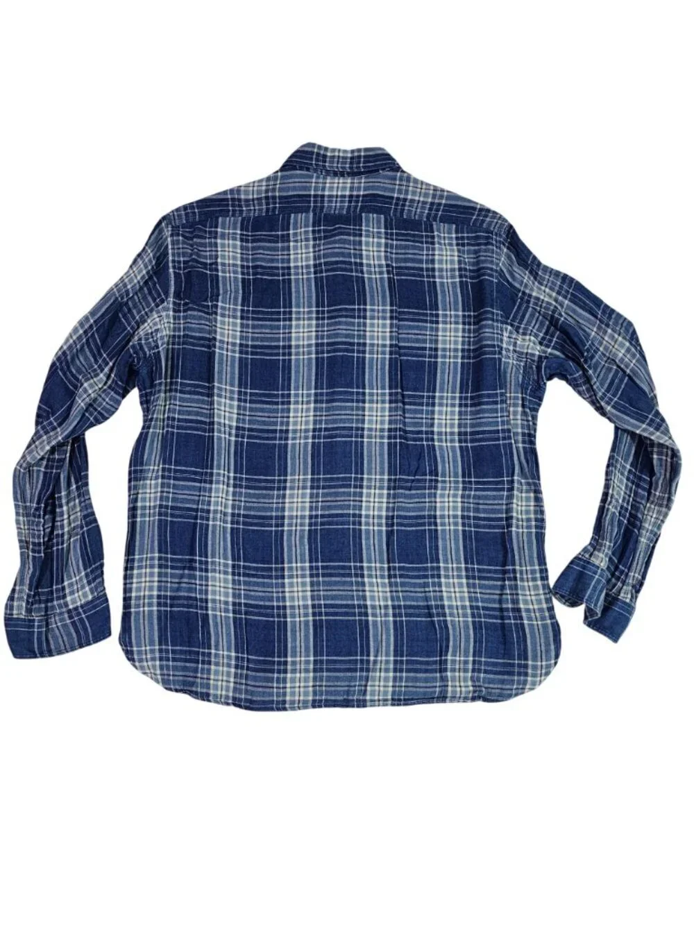 Polo Ralph Lauren Mens Blue Plaid Button-Up Shirt XL 100% Cotton Long Sleeve